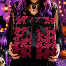 Rosa Svart Celestial Halvmåne Halloween Patte Presentpapper