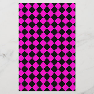 Rosa svart diamant Harlequin-rutmönster Brevpapper