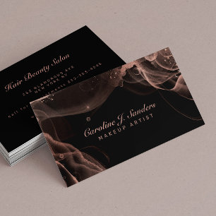  rosa svart elegant glitter makeup artist visitkort