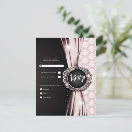 Rosa & Svart Elegant Lyxig Bröllopsanmälan Inbjudningar