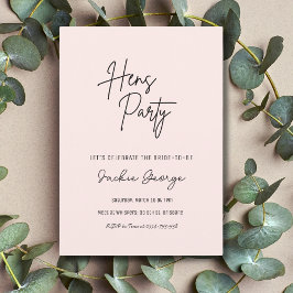 Rosa Svart enkel Hens Party-inbjudan Inbjudningar