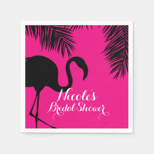 Rosa & Svart Flamingo & Palm Födelsedagsfest Anpas Pappersservett