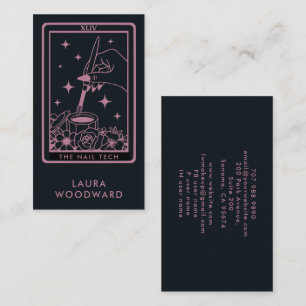 Rosa svart för Nagel Tech Tarot Card-tema Visitkort