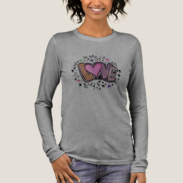 Rosa Svart Funky Modern Kärlek Text Utskärare T-Sh T Shirt (Framsida)
