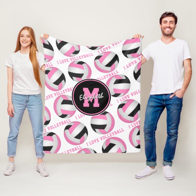 rosa svart girosportrum i kärlek volleyball fleecefilt (På plats)