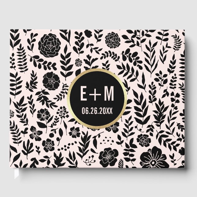  Rosa | Svart | GULD BRÖLLOP Gästböcker (Framsida)