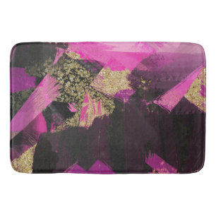 Rosa svart guld glitter modern borste glam grunge badrumsmatta
