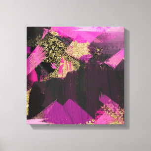 Rosa svart guld glitter modern borste glam grunge canvastryck