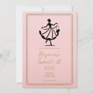 Rosa Svart Guld Valdansande Prinsessa Fest Inbjudningar