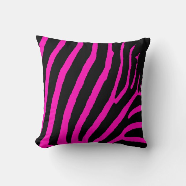 Rosa svart hallon zebradrift kastkudde kudde (Framsida)