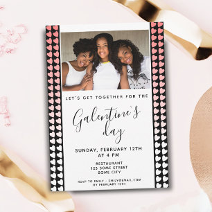 Rosa svart hjärta vän foto Galentine`s dag Inbjudningar