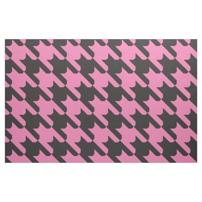 Rosa-Svart Houndstooth Tyg (Fat Quarter)
