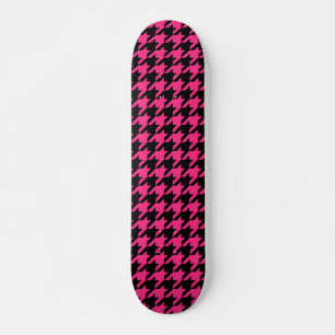 Rosa svart hundtandsrutig platt mini skateboard bräda 18,5 cm