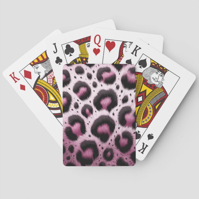 Rosa & Svart Leopardsdjur Päls Djurtryck Fläckar  Casinokort (Baksidan)