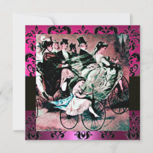 ROSA,SVART,LILA DAMASK MONOGRAM ,vit, fuchsia Inbjudningar