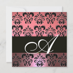 ROSA,SVART,LILA DAMASK MONOGRAM ,vit Inbjudningar