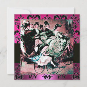 ROSA,SVART,LILA DAMASK MONOGRAM,vitt, fuchsia Inbjudningar