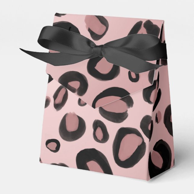 Rosa & Svart Målad Gepard Leopardtryckta Fläckar Presentaskar (Framsidan Sidan)