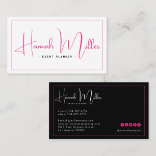 Rosa & Svart   Modern Elegant Minimalism Visitkort