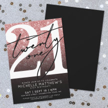 Rosa Svart Modern Glitter 21-årsdag