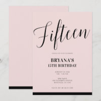 Rosa & Svart Modern Minimal Skript Femton 15 15:e