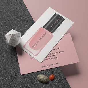 rosa, svart nagel-polare, flaska-manicurist visitkort