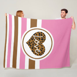 Rosa, svart och brun Kärlek Heart Fleecefilt