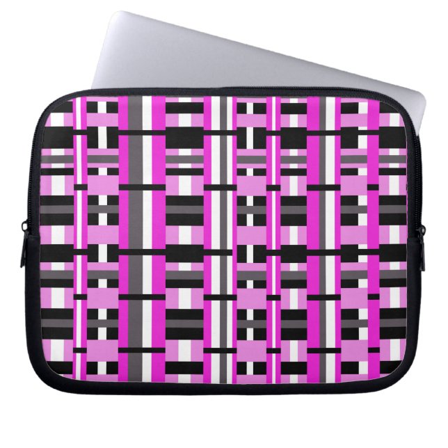 Rosa, svart och Grått Laptop Sleeve (Framsidan)