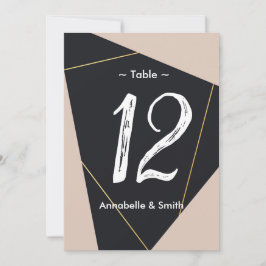 Rosa svart och guld geometriskt bordsnummer