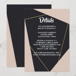 Rosa svart och guld geometriskt hölje inbjudningar