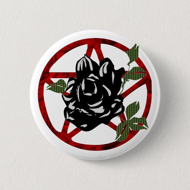 Rosa svart och Pentagram Knapp (Framsida)