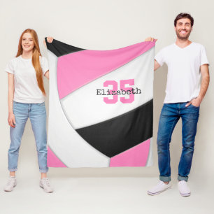 rosa, svart och vit personlig med glesa volleyball fleecefilt