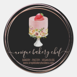 Rosa svart på jordgubbsbagerikock runt klistermärke