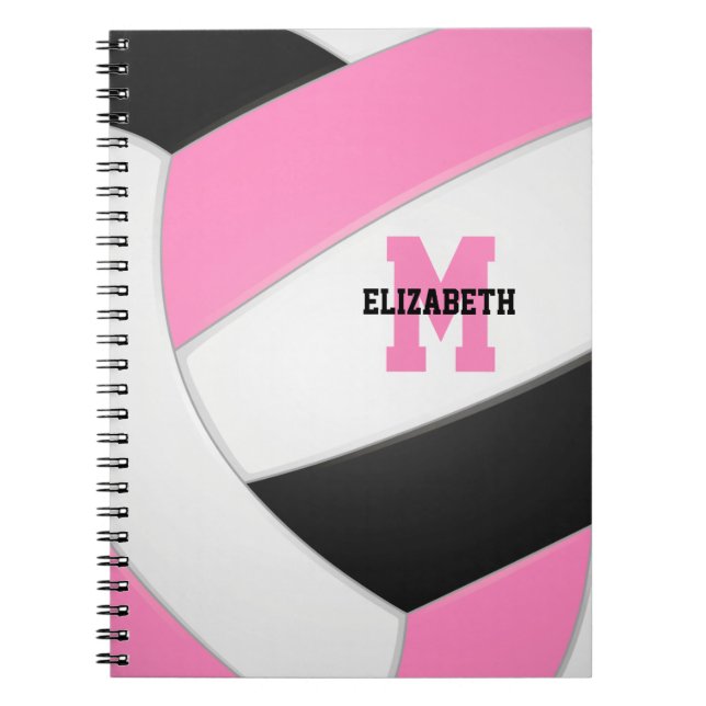 rosa svart personlig, giftig volleyball anteckningsbok (Framsidan)