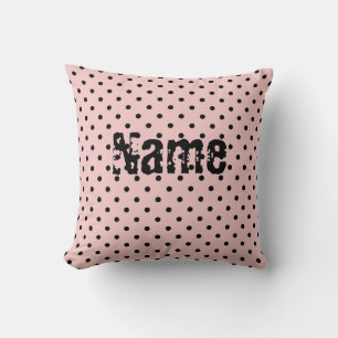 Rosa svart polka punkt kudde