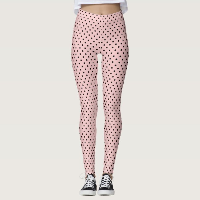 Rosa svart polka punkt leggings (Framsida)