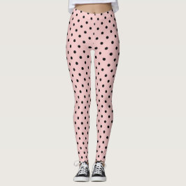 Rosa svart polka punkt leggings