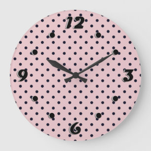 Rosa svart polka punkt stor klocka