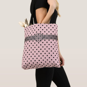 Rosa svart polka punkt tygkasse