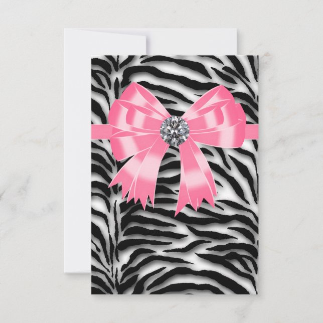 Rosa Svart Rosa Zebra RSVP-mall OSA Kort (Framsida)
