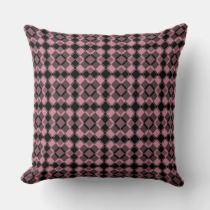 Rosa svart rutig argyle-mönster kudde