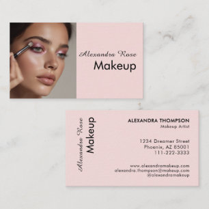 Rosa svart script foto makeup visitkort