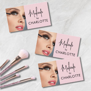Rosa svart script foto makeup visitkort