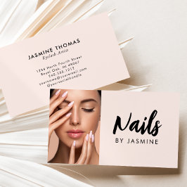 Rosa svart script foto nagelspecialist visitkort