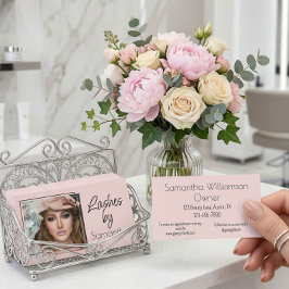 Rosa svart script foto-ögonfransar visitkort