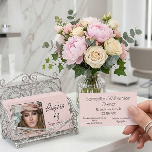 Rosa svart script foto-ögonfransar visitkort