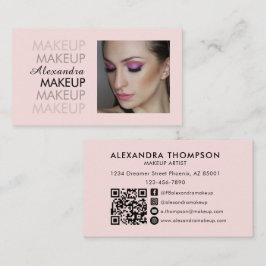 Rosa svart script foto QR-kod social ikon Visitkort