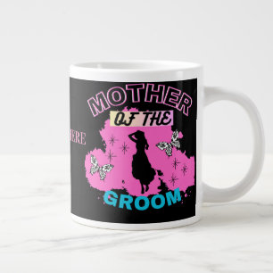 Rosa & Svart Siluett Mamma Mor Till Brudgummen Jumbo Mugg