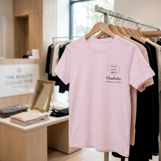Rosa svart skript foto makeup företag t shirt