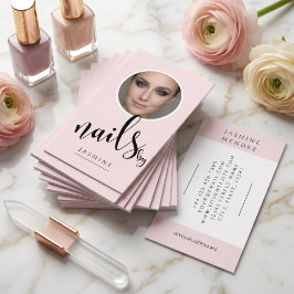 Rosa svart skrivstil Foto Nagelspecialist Visitkort